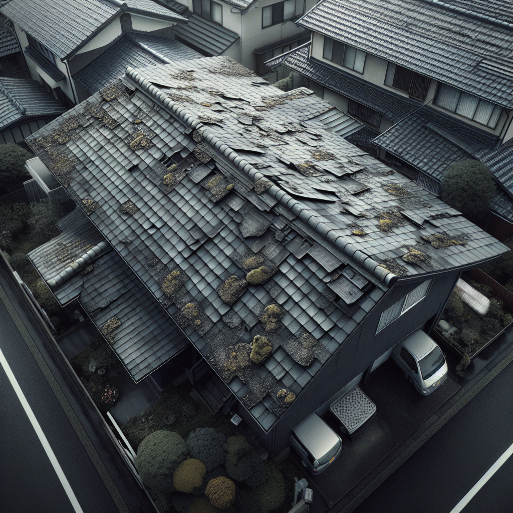 施工前のひたちなか市S様邸（屋根の劣化、コロニアル褪色）