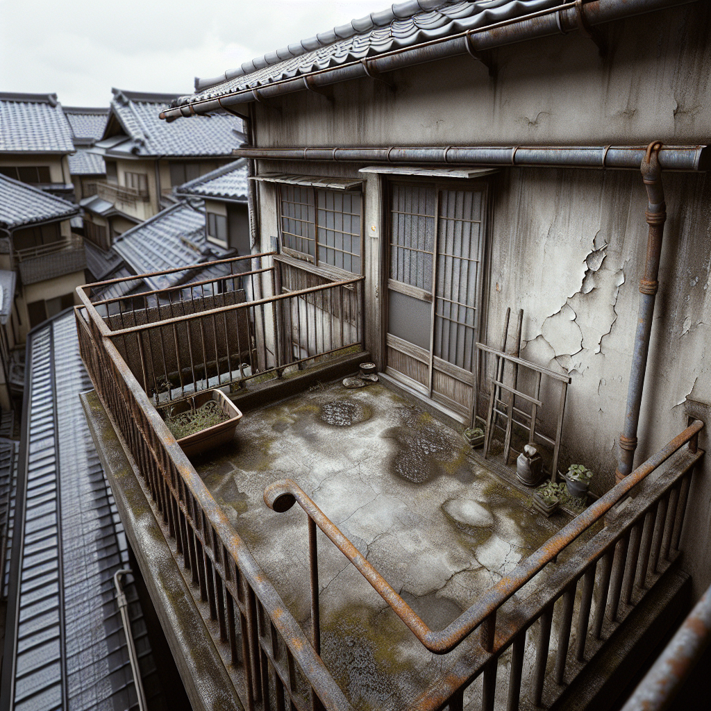 施工前の笠間市H様邸（ベランダの防水劣化）